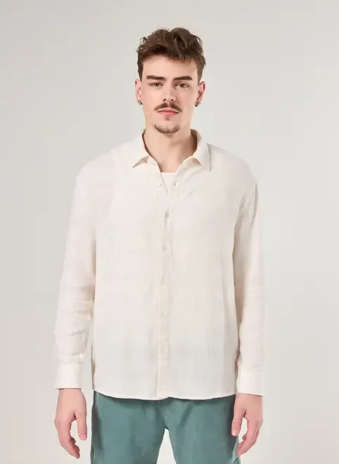 Camisa Box Manga Longa Textura