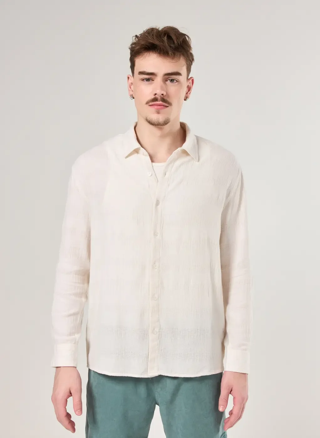 Camisa Box Manga Longa Textura