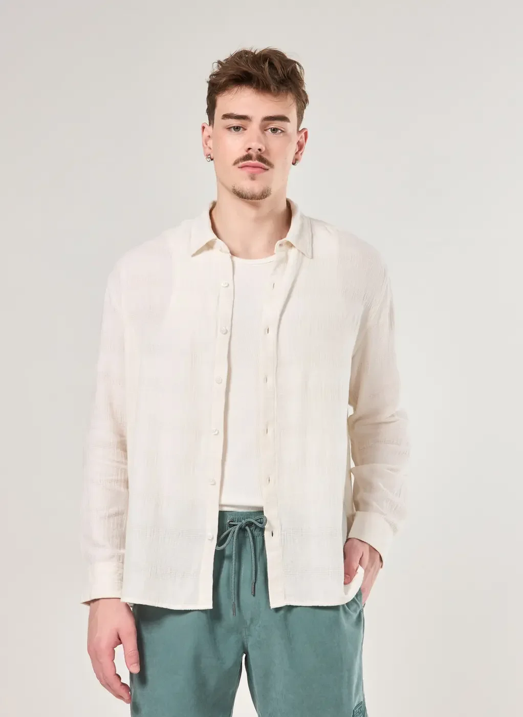 Camisa Box Manga Longa Textura