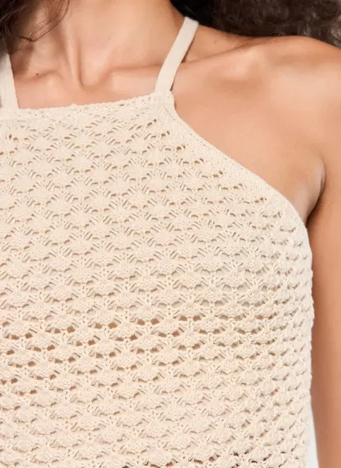 Cropped Tricô Areia Frente Única