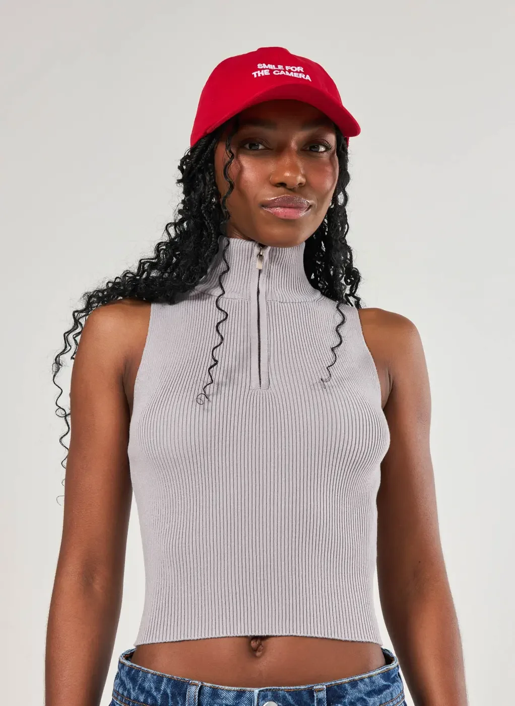 Regata Tricô Canelada Half  Zíper