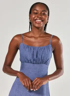 Vestido Midi Azul Estonado