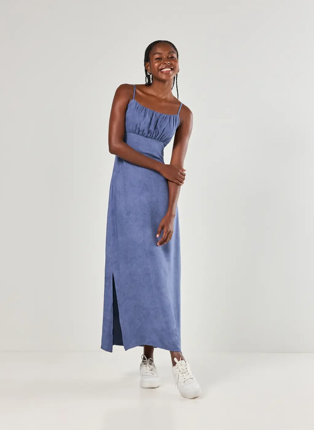 Vestido Midi Azul Estonado