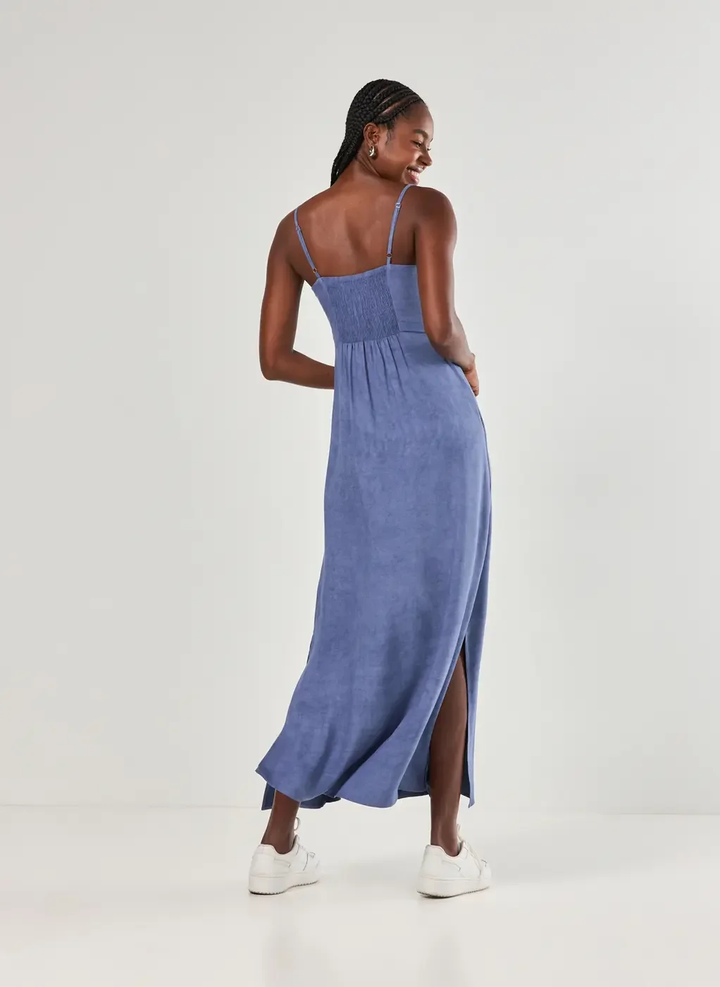 Vestido Midi Azul Estonado