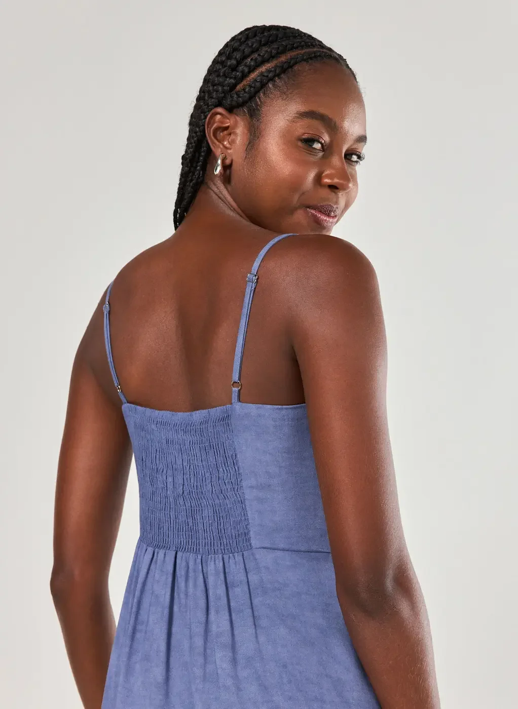 Vestido Midi Azul Estonado