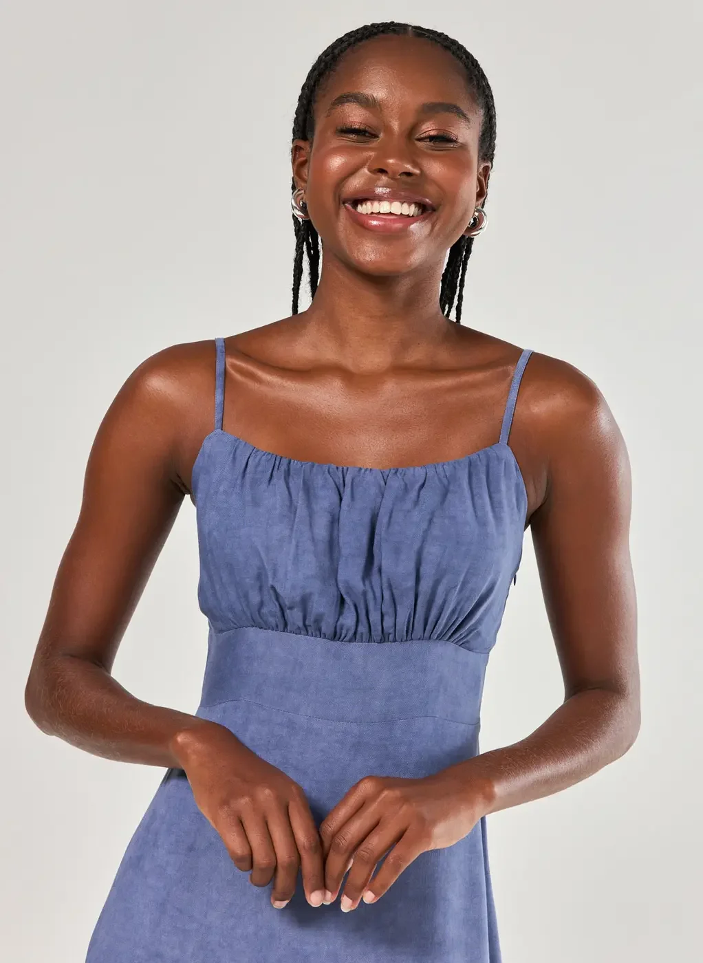 Vestido Midi Azul Estonado