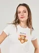 Blusa Manga Curta Branca Urso Coração