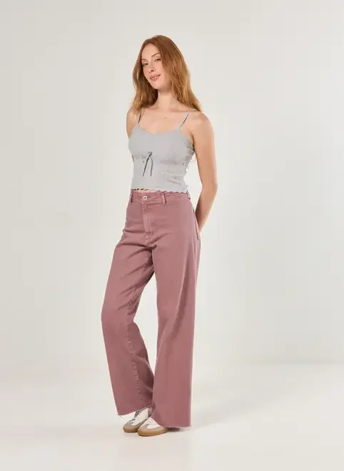 Regata Tricô Cinza Laço