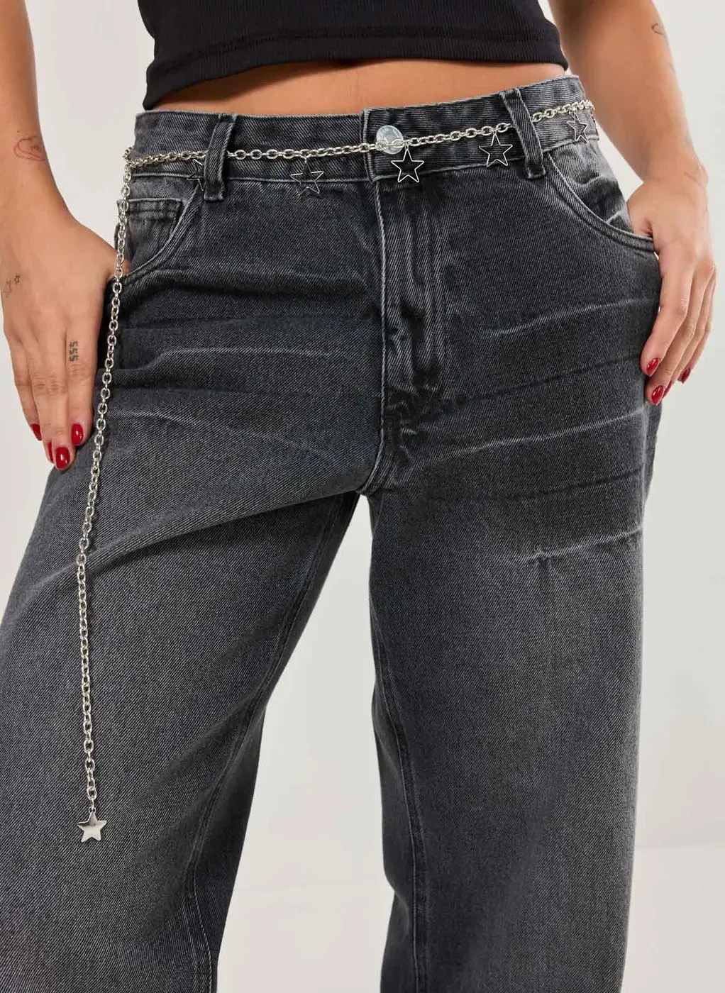 Cinto Belly Chain Prateado Estrelas