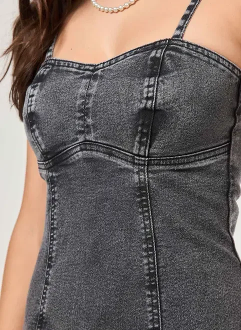 Vestido Curto Em Jeans Preto