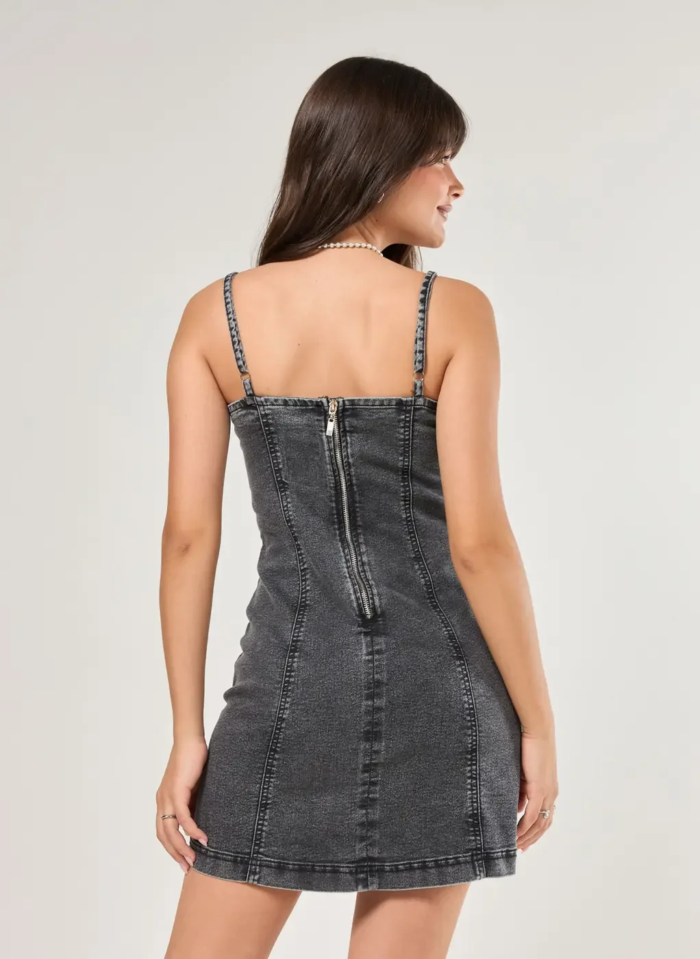 Vestido Curto Em Jeans Preto