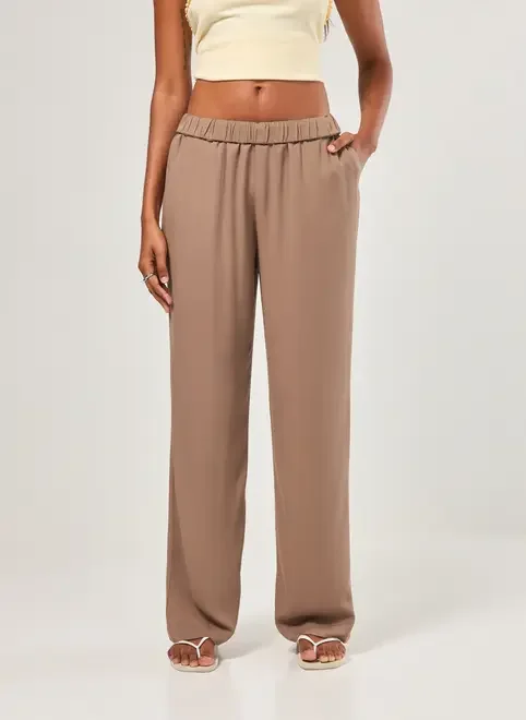 Calça Reta Com Elástico