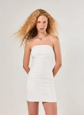 Vestido Tubinho Broderie Off-White