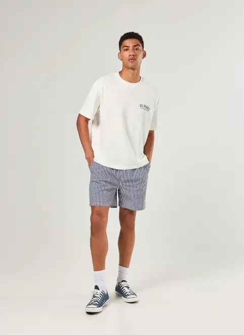 Bermuda Tecido Texturizado Listras