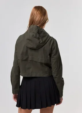 Jaqueta Sarja Verde Cropped Cargo