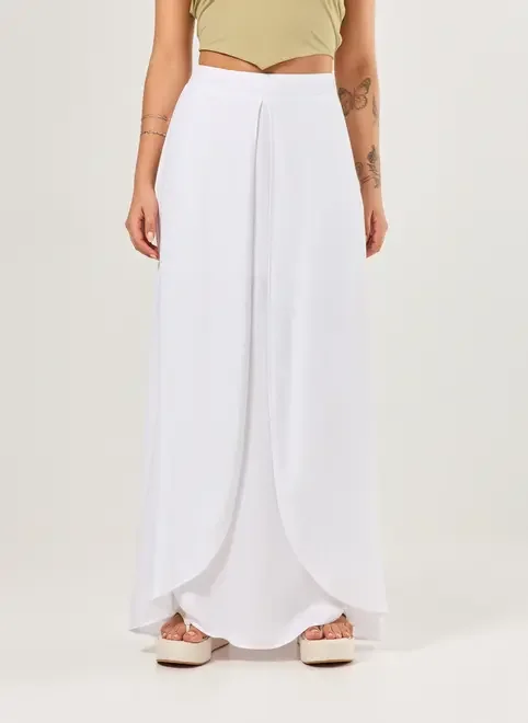 Saia Longa Branca Pareô
