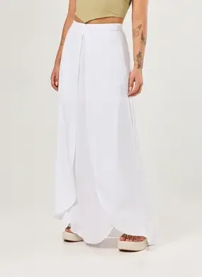 Saia Longa Branca Pareô