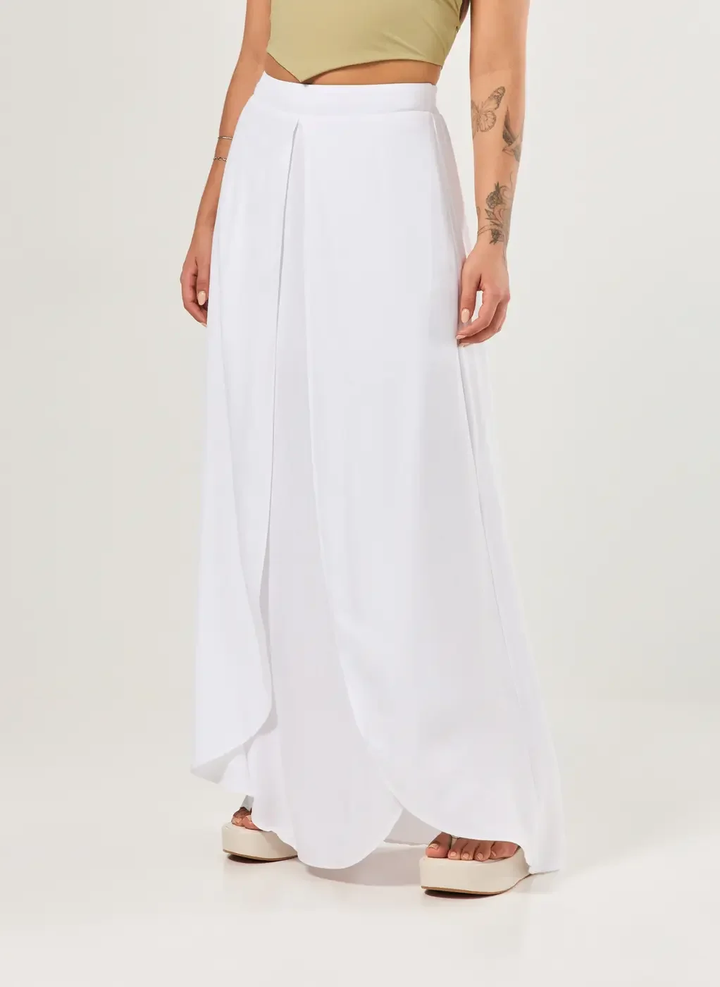 Saia Longa Branca Pareô