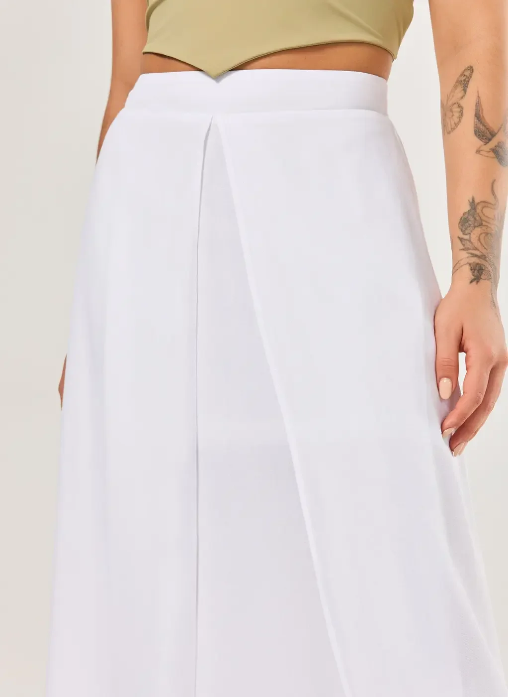 Saia Longa Branca Pareô