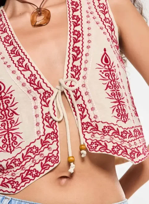 Colete Linho Bordado