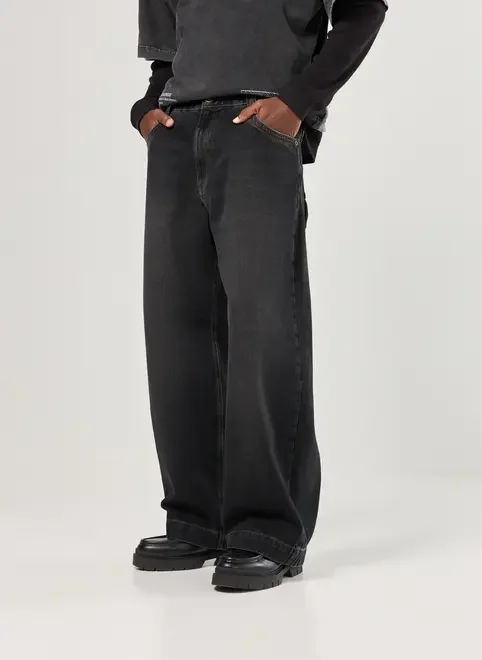 Calça Oversized Jeans Black