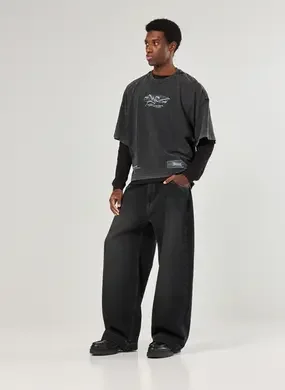 Calça Oversized Jeans Black