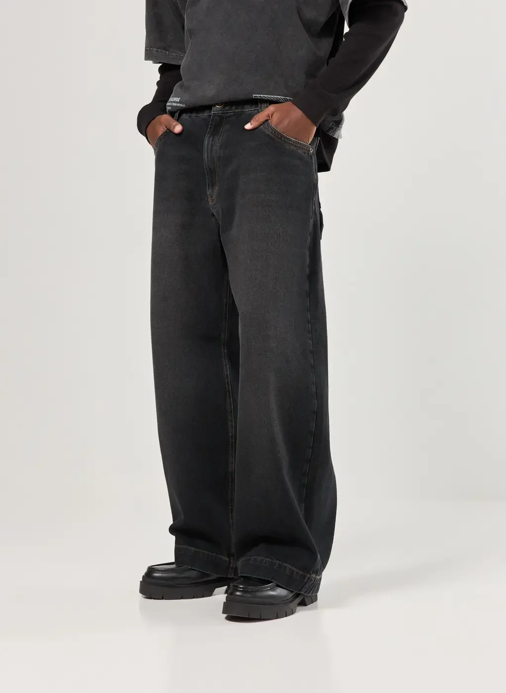 Calça Oversized Jeans Black