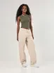 Calça Baggy Cintura Baixa Em Sarja Clara