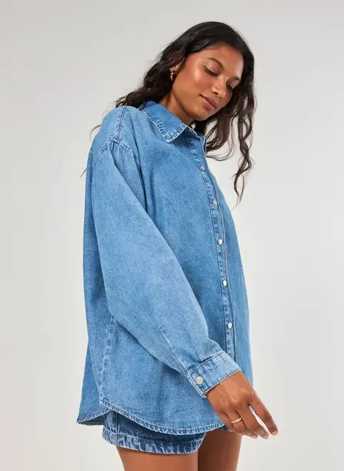 Camisa Oversized Jeans Médio