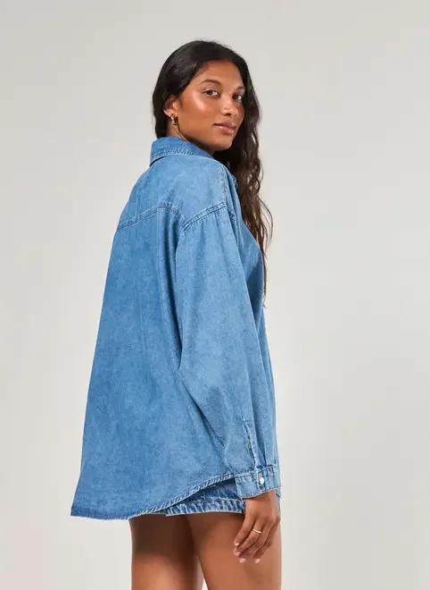 Camisa Oversized Jeans Médio
