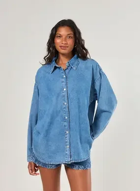 Camisa Oversized Jeans Médio