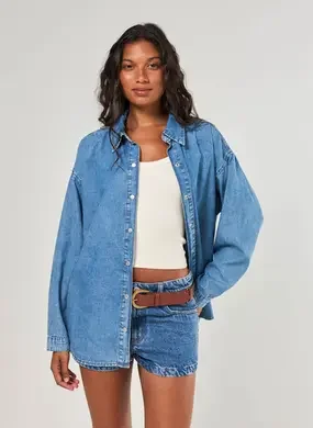 Camisa Oversized Jeans Médio