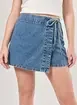 Short Saia Jeans Médio Com Amarração