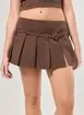 Short Saia Sarja Marrom Cintura Baixa