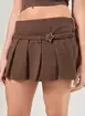 Short Saia Sarja Marrom Cintura Baixa