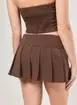 Short Saia Sarja Marrom Cintura Baixa