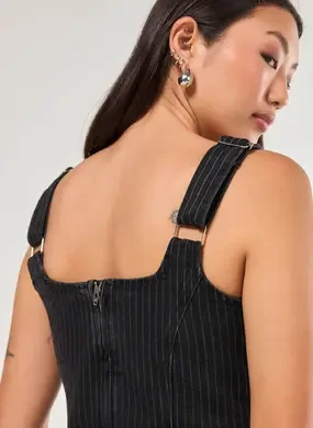 Vestido Jeans Preto Risca De Giz