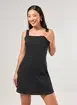 Vestido Jeans Preto Risca De Giz