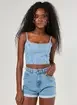Cropped Jeans Florzinhas Bordadas