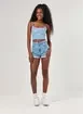 Cropped Jeans Florzinhas Bordadas