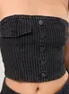 Tube Top Jeans Preto Risca De Giz