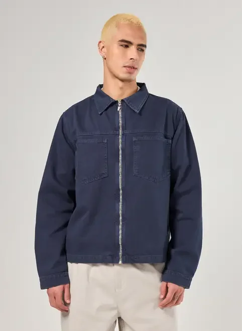 Jaqueta Em Sarja Azul-Marinho