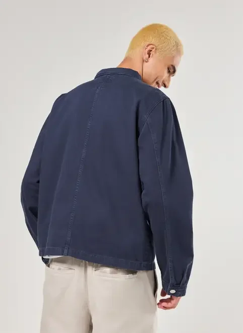 Jaqueta Em Sarja Azul-Marinho