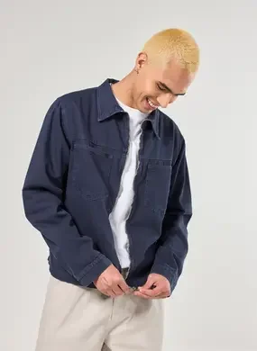 Jaqueta Em Sarja Azul-Marinho