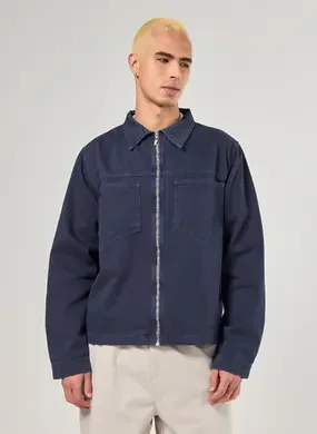 Jaqueta Em Sarja Azul-Marinho
