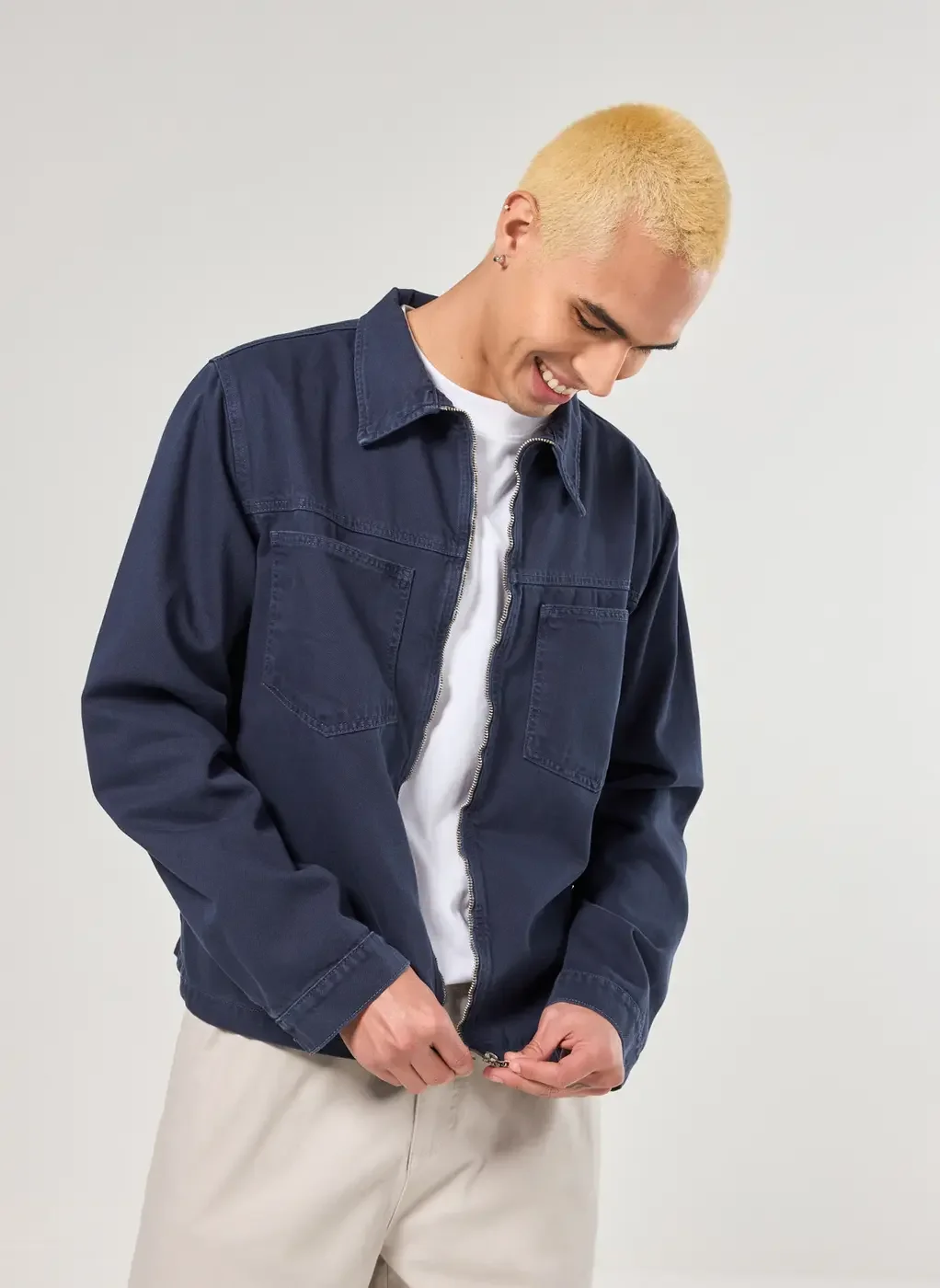 Jaqueta Em Sarja Azul-Marinho