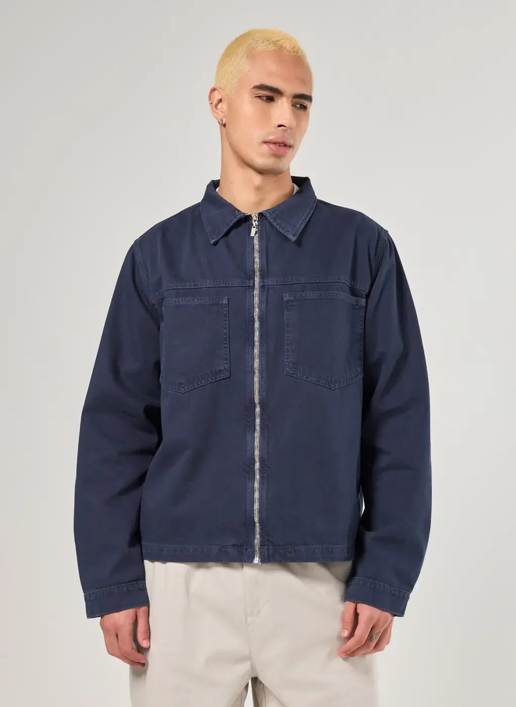 Jaqueta Em Sarja Azul-Marinho