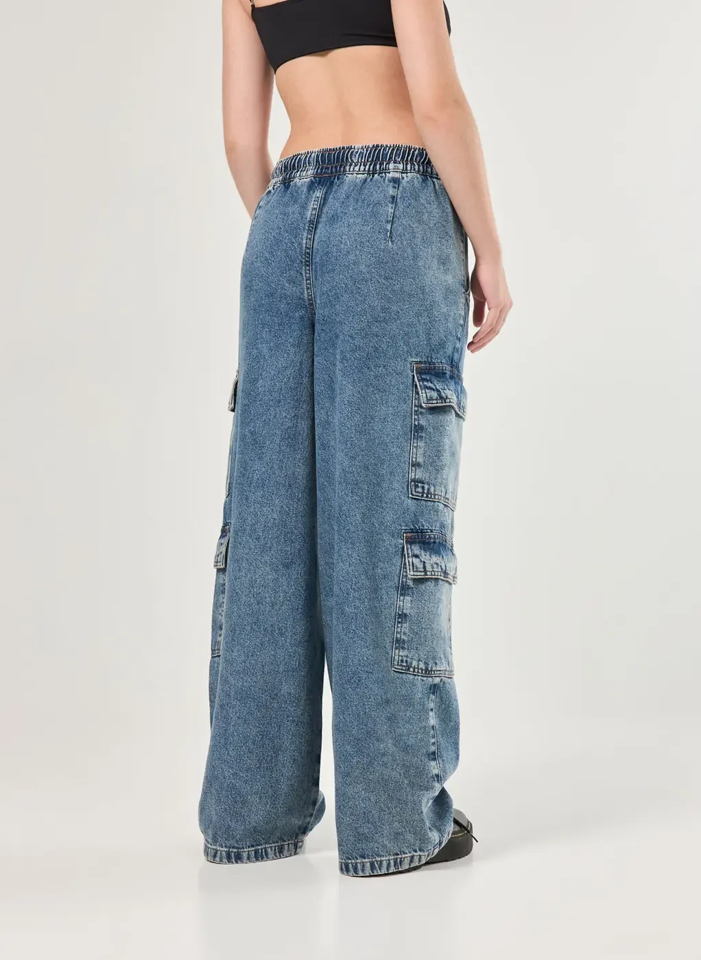 Calça Jeans Cargo Oversized