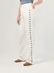 Calça Wide Leg Flores Bordadas