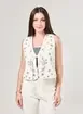 Colete Sarja Off-White Bordado Florido